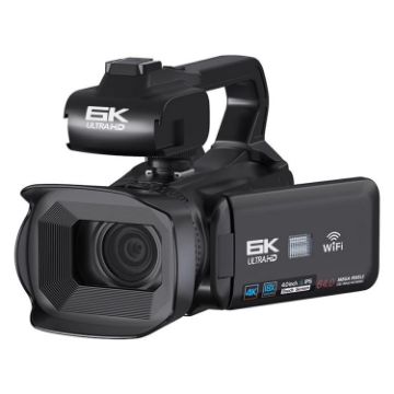 64MP 6K Ultra HD Video Camera, 18X Zoom, 4" Touch Screen, 16G Camcorder - 1