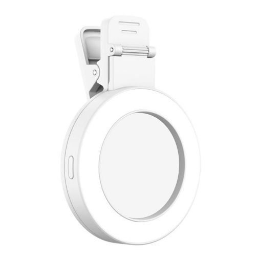 Foldable Clip Mobile Phone Selfie Mirror Fill Light - White - 1