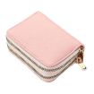 Women's Pink PU Wallet - Large Capacity Double Zipper Card Holder - 1