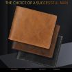 Retro Black Leather Men's Short Wallet - Horizontal Purse & Money Clip - 9