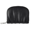 Black Women Wallet - Pleated PU Zipper Short Wallet, Solid Color Coin Purse - 1