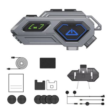 C8Pro IPX7 Waterproof Intercom Helmet Bluetooth Headset, Soft/Hard Mics - 1