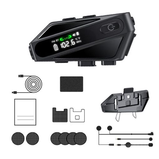 C6 IPX6 Waterproof Bluetooth Helmet Headset with LED & Soft/Hard Mics - 1