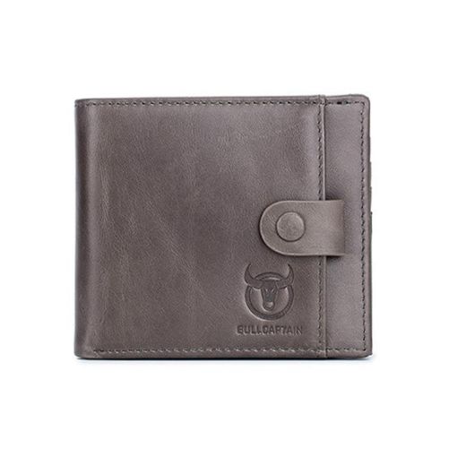 BULL CAPTAIN 038 RFID Anti-Theft Cowhide Wallet with ID Card Slot - Gray - 1