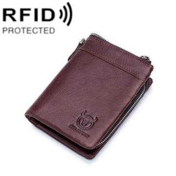 BULL CAPTAIN 050 RFID Anti-theft Wallet with Coin Purse (Coffee) - 1