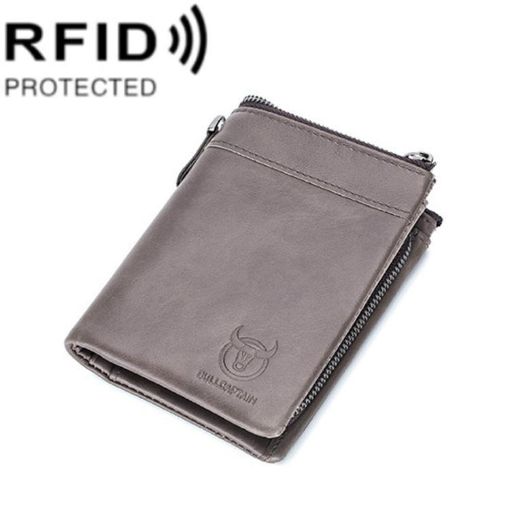 BULL CAPTAIN 050 RFID Anti-theft Wallet with Coin Purse - Gray - 1