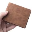 DEABOLAR Men's Brown Leather Short Wallet with Zipper and Card Slots - 9