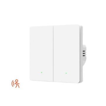 Tuya ZigBee Smart Light Switch 2-Gang with Radar Motion Sensor, No Capacitor - 1