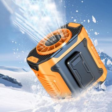 Portable Orange Waist & Neck Fan - 100 Speeds, Long Life, Outdoor Cooling - 1