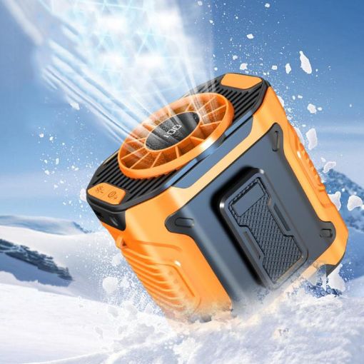 Portable Orange Waist & Neck Fan - 100 Speeds, Long Life, Outdoor Cooling - 1
