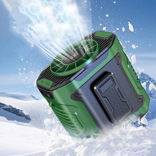 Portable Green Waist & Neck Fan - 100 Speeds, Long Life, Outdoor Cooling - 1