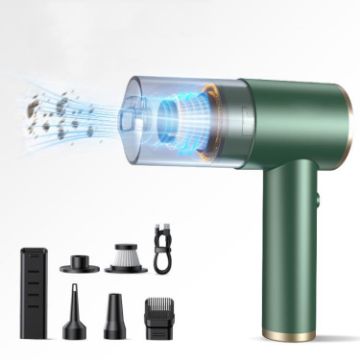 Cordless Car Vacuum Cleaner - Suction & Blow, Dark Green, Portable - 1