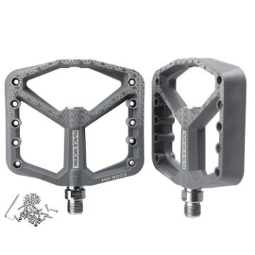 RACEWORK RK579 Gray Bicycle Wide Anti-slip Nylon Bearing Pedal Pair - 1