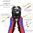 D2 Automatic Crimping & Stripping Pliers - Electrician Wire Tools (Red/Blue) - 5