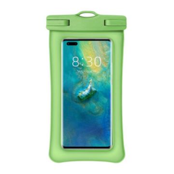 Green TPU Dual Airbag Floating Waterproof Phone Pouch for Diving & Swimming - 1