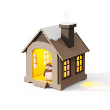 500ML Mini Snow House Humidifier USB Snowman Light, Plug-in Brown - 1