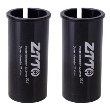 ZTTO Bicycle Seat Post Conversion Sleeve 22.2-25.4mm 2pcs (Black) - 1