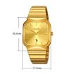 SKMEI 9361 Gold Case Gray Dial Square Quartz Watch Steel Strap - 3