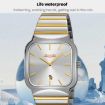 SKMEI 9361 Gold Case Gray Dial Square Quartz Watch Steel Strap - 6