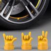 Car Gesture Valve Tire Caps Set - Black Middle Finger Design, 4pcs - 6
