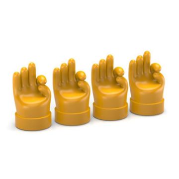Yellow 4pcs Car Gesture Valve Tire Decorative Rubber Cap Set - 1