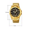 SKMEI 2399 Men's Quartz Watch - Black Gold Steel Band, Business Casual - 7