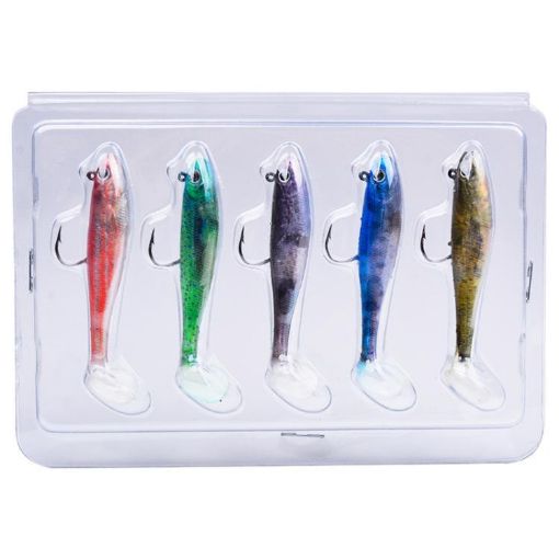 PROBEROS DW6092N6B 5pcs T-Tail Lua Soft Lure Single Hook Bait Set - 1