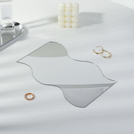 Corrugated Acrylic Mirror Tray 24x14cm for Jewelry Display & Photography - 1