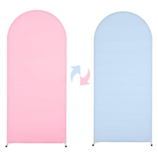 Arch Fabric Cover 150x65cm U Shape Spandex Stretch for Events (Pink+Blue) - 1