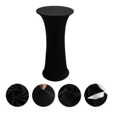 Black Elastic Spandex Table Cover for Hotel Wedding, 60cm Round - 1
