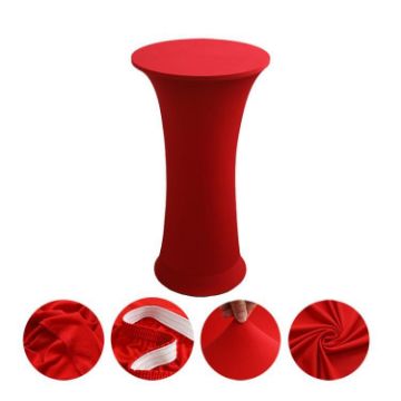 Red Elastic Spandex Table Cover for Hotel Wedding, 60cm Round - 1