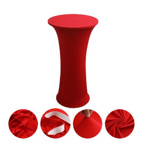 Red Elastic Spandex Table Cover for Hotel Wedding, 60cm Round - 1
