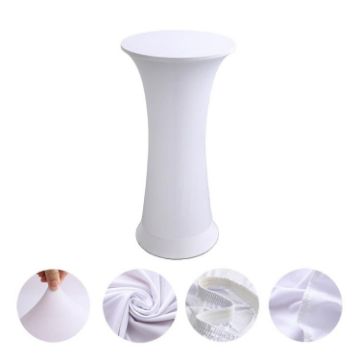 White Elastic Spandex Table Cover for Hotel Wedding, 80cm Round - 1