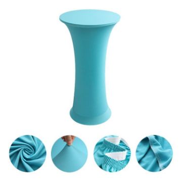 Lake Blue Elastic Spandex Table Cover - 80cm Round Wedding Decor - 1