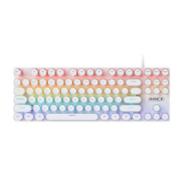 iMICE GK-800 87-Key USB Wired RGB Mechanical Keyboard - White Round Keycap - 1