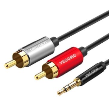 VEGGIEG 3.5mm to 2RCA Audio Cable, 8m for Phone & Computer Speaker - 1