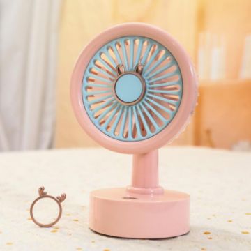 Pink Deer Student USB Desktop Fan with Replaceable Animal Ears, Multi-Speed - 1