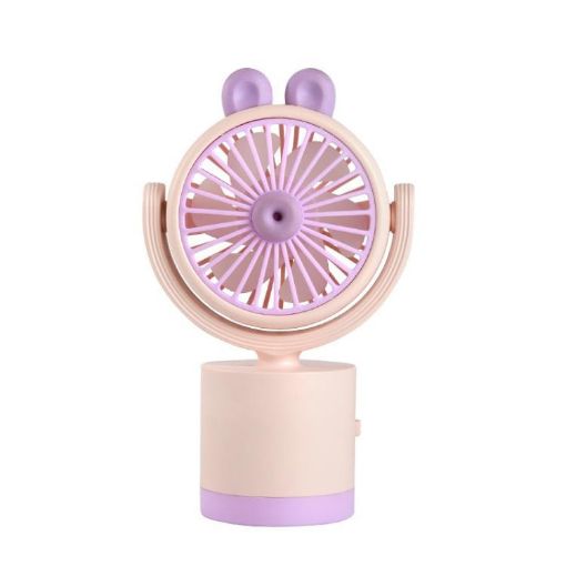 Pink Cartoon Rabbit Desktop & Handheld Fan - USB Charging, Adjustable Wind - 1