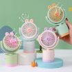 Pink Cartoon Rabbit Desktop & Handheld Fan - USB Charging, Adjustable Wind - 2