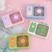 Green Cute Cartoon Kitten Camera Handheld Rechargeable Fan with Stand - 2