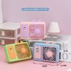 Green Cute Cartoon Kitten Camera Handheld Rechargeable Fan with Stand - 3