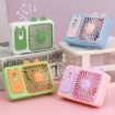 Green Cute Cartoon Kitten Camera Handheld Rechargeable Fan with Stand - 4