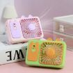 Green Cute Cartoon Kitten Camera Handheld Rechargeable Fan with Stand - 6