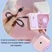 Green Cute Cartoon Kitten Camera Handheld Rechargeable Fan with Stand - 8