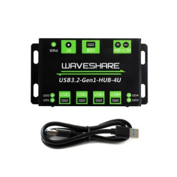 WAVESHARE USB3.2-Gen1-HUB-4U 4 Port USB 3.2 Hub Metal Case Extender - 1