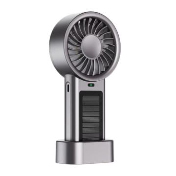 Solar Powered 5-Speed Handheld & Desk Fan, 12 Blades, USB-C Charging - 1