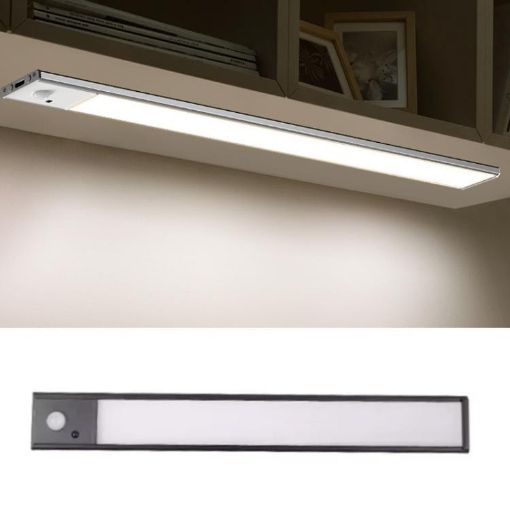 Rechargeable 20cm Motion Sensor Light Bar with Remote - Black Cabinet Lamp - 1