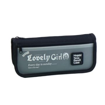 Large Capacity Black Pencil Case with Transparent Front Pocket Organizer - 1