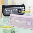 Large Capacity Black Pencil Case with Transparent Front Pocket Organizer - 5