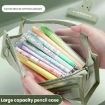 Large Capacity Double-Layer Mesh Pencil Case, Triangular Base, Light Coffee - 4